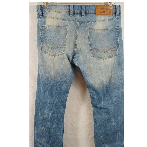 Alcott & Co  Distressed Button Fly Jimmy Slim Fit Jeans Blue Washed - Picture 2 of 10